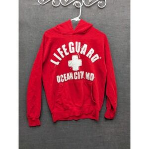 LIFEGUARD Red Lifeguard Ocean City, MD Hoodie Sewn On Patch Letters Boho Size S